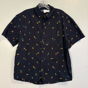 Old Navy Men Large Short Sleeve Button Down Shirt Never Worn Orange Navy Cotton